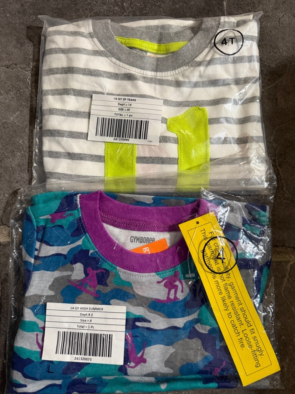 Gymboree Kids' 2-Packs  - Gray Stripe Tee & Blue Camo PJS - Size 4T